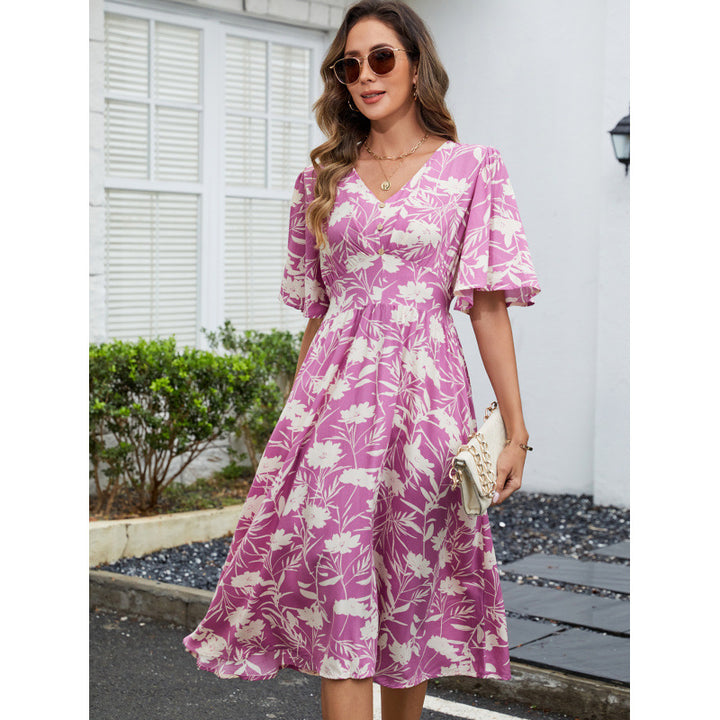 Floral patterned wrap dress for women Lune London