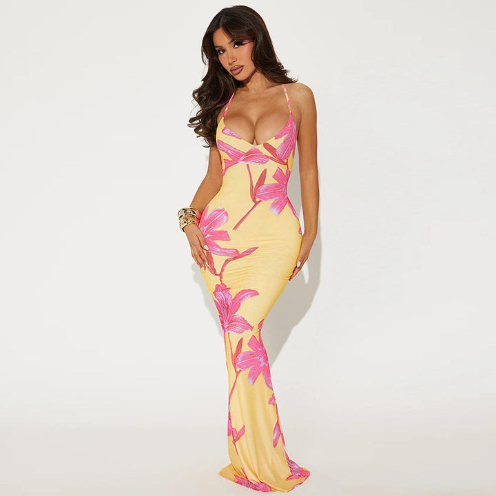 Lune London Floral Bodycon Maxi Dress for Women