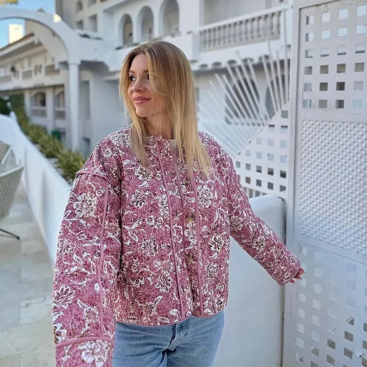 Ladies floral patterned jacket with voluminous sleeves Lune London