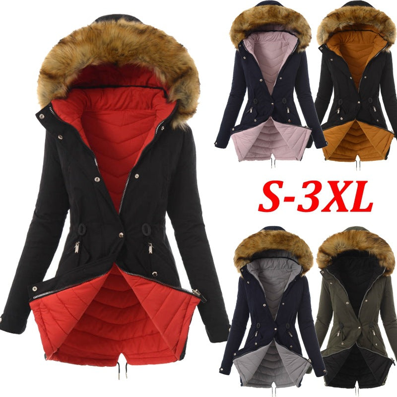 Modified winter jacket for women with removable faux fur collar Lune London