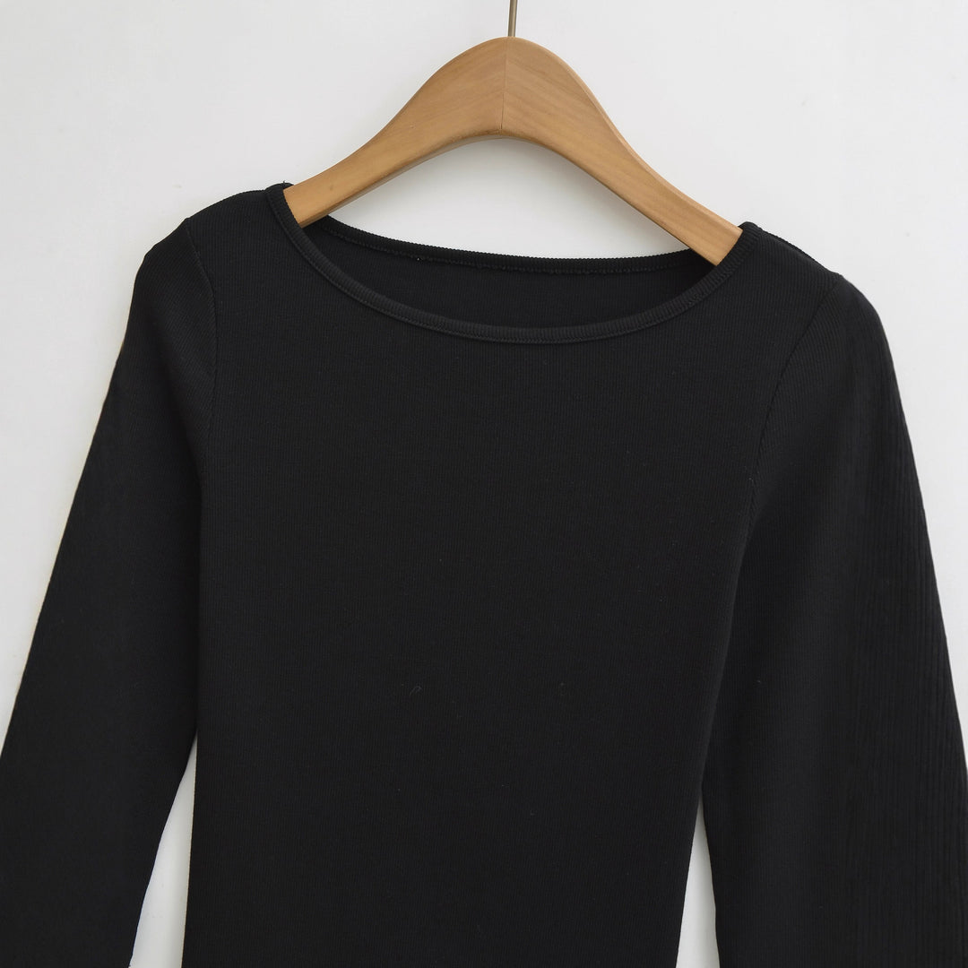 Women long sleeve top with elegant round neck Amarae