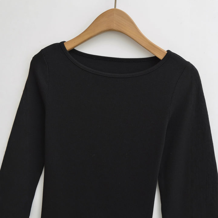 Women long sleeve top with elegant round neck Amarae