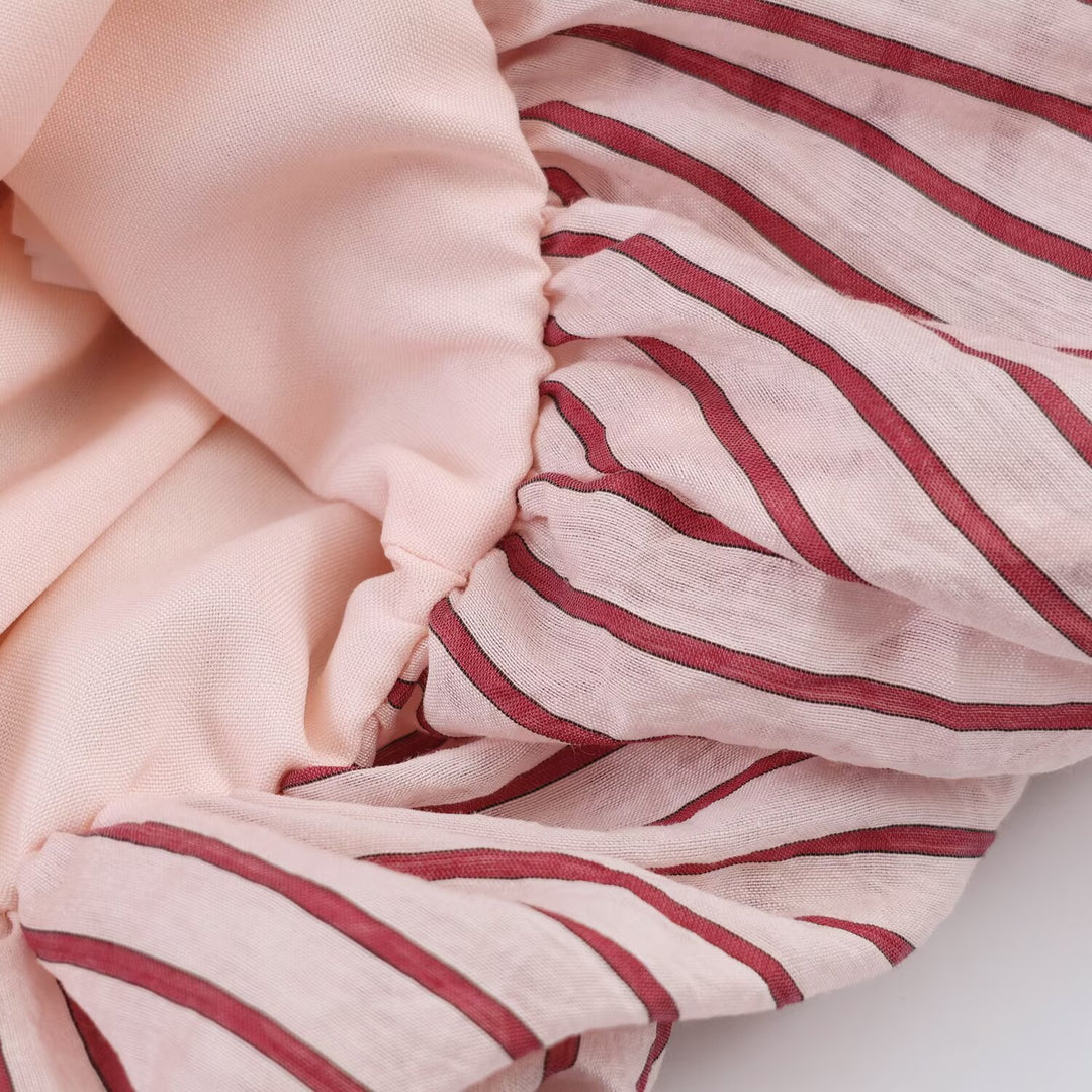 Women's Striped Oversize Blouse with Tassel Band and Volume Sleeves Amarae