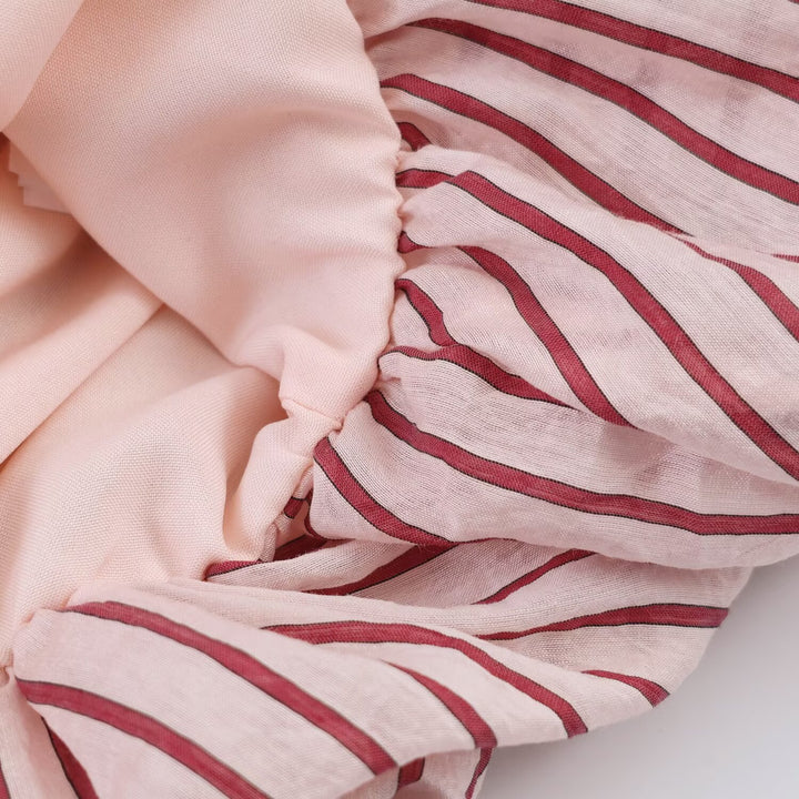 Women's Striped Oversize Blouse with Tassel Band and Volume Sleeves Amarae