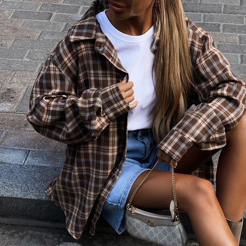 Checkered blouse for women with a relaxed cut Amarae
