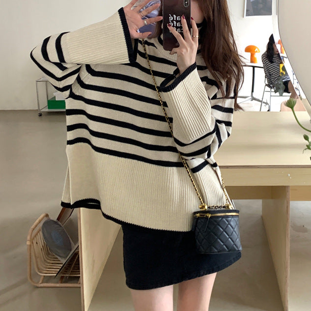 Pull en tricot décontracté pour femme avec design rayé et coupe confortable Chic & Stil