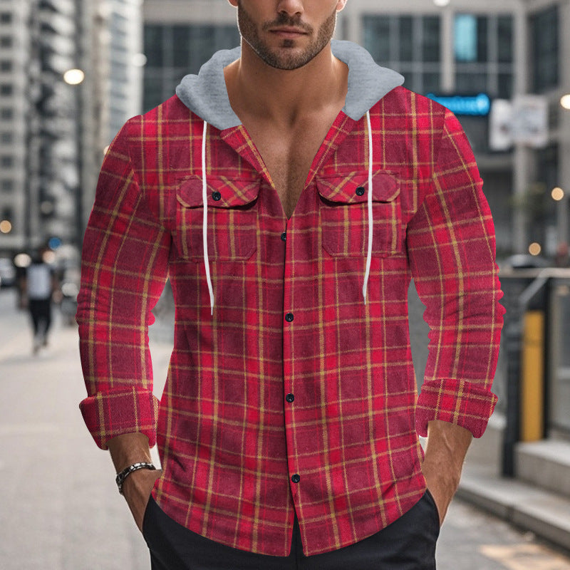 Men's Shirt with Hood and Check Pattern Chic und Stil