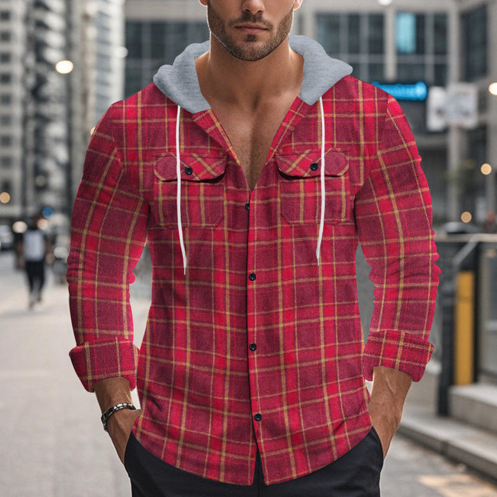 Men's Shirt with Hood and Check Pattern Chic und Stil