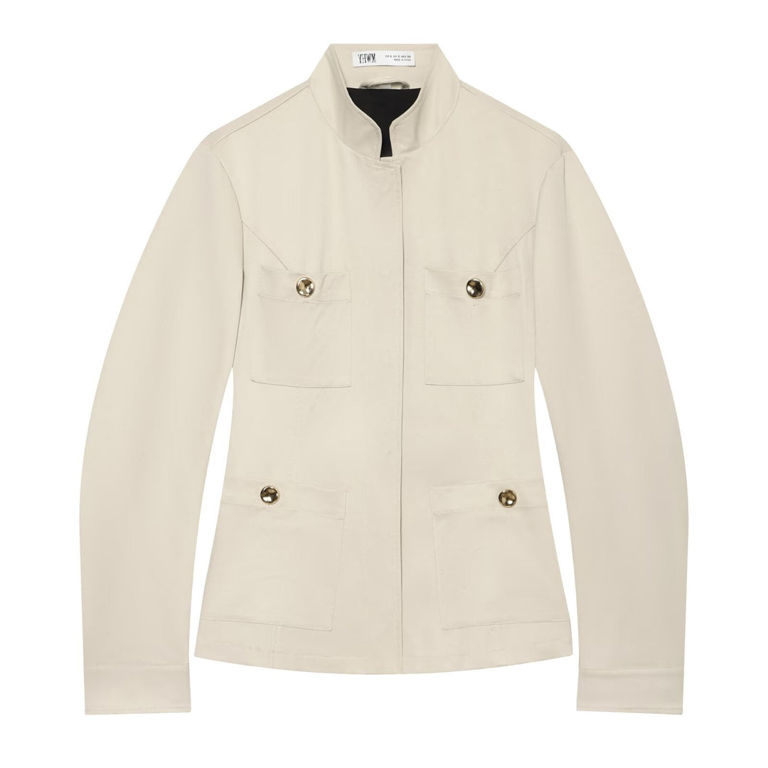 Women's Lightweight Field Jacket in Safari Style with Stand-Up Collar and Four Flap Pockets Amarae
