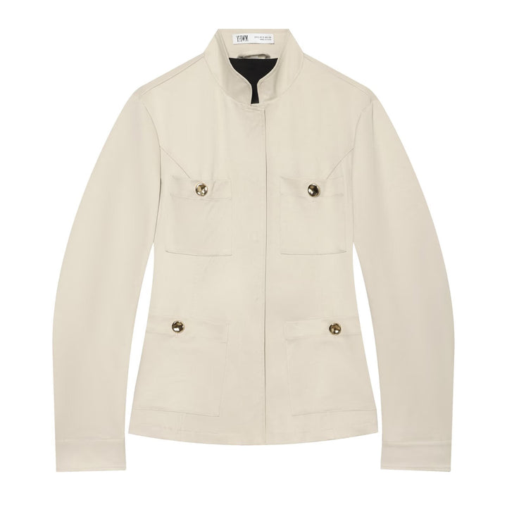 Women's Lightweight Field Jacket in Safari Style with Stand-Up Collar and Four Flap Pockets Amarae