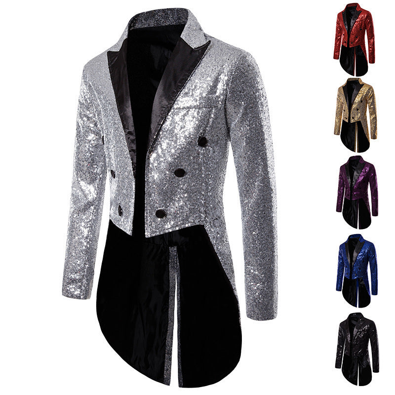 Ladies Elegant Sequin Coat with double row of buttons and modern chic design