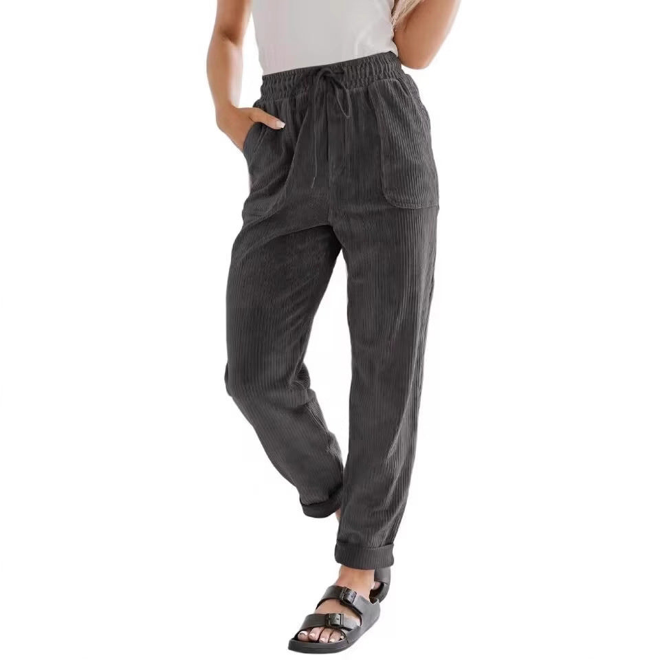 Ladies Comfortable Corduroy Leisure Pants Lune London