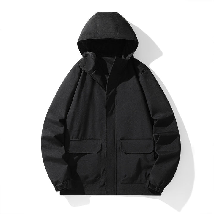 Men's Minimalist Hooded Field Jacket with Concealed Zipper and Large Flap Pockets Amarae