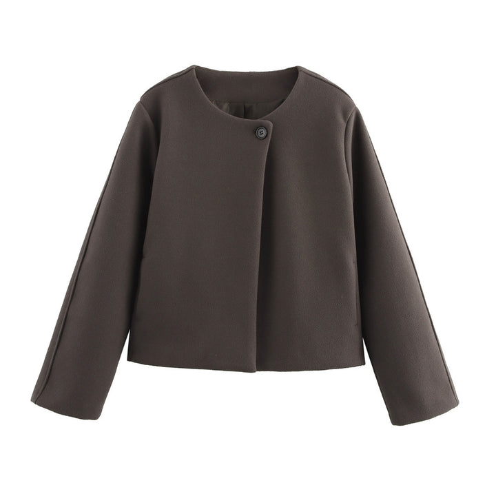 Fashionable short jacket for women with a minimalist design and an elegant button closure Lune London