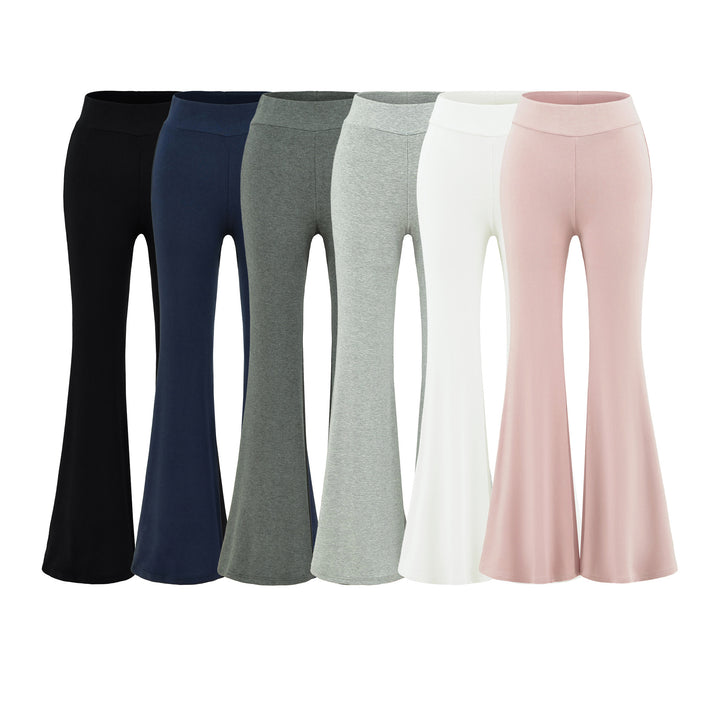 Women's High-Waisted Flared Jersey Leggings with Flared Hem