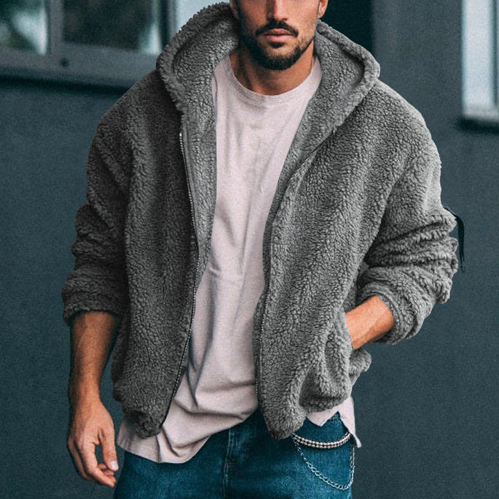 Soft fleece jacket for men with high collar and practical zipper Lune London