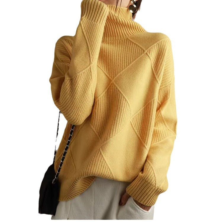 Oversized sweater for women with high collar and structured design Lune London