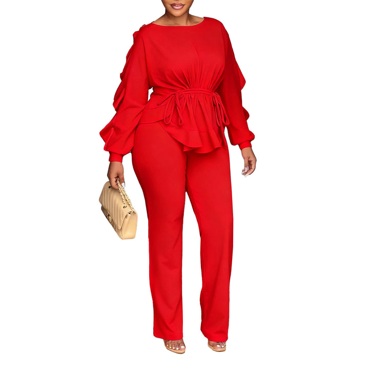 Ladies elegant jumpsuit with ruffle details and a fitted cut Lune London