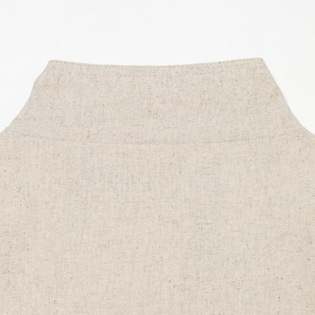 Women High-Waisted Linen Blend Pants with Slim Fit and Decorative Seams Amarae