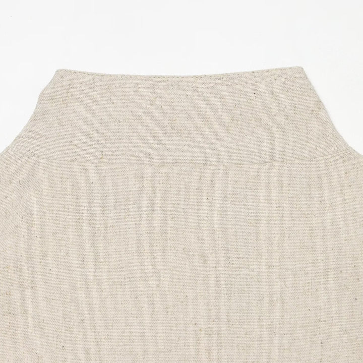 Women High-Waisted Linen Blend Pants with Slim Fit and Decorative Seams Amarae