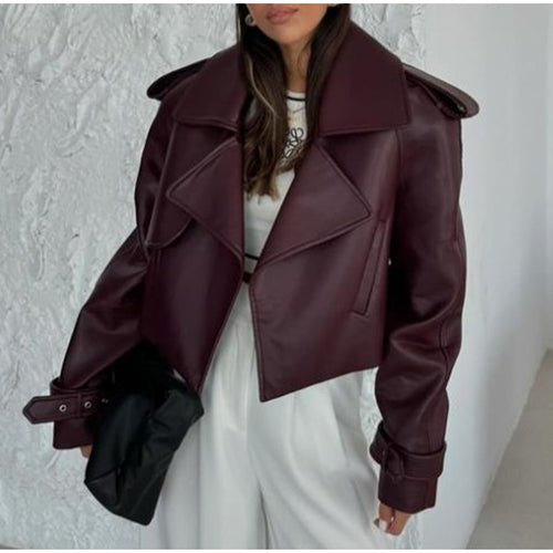 Women's oversized biker jacket with voluminous sleeves Amarae