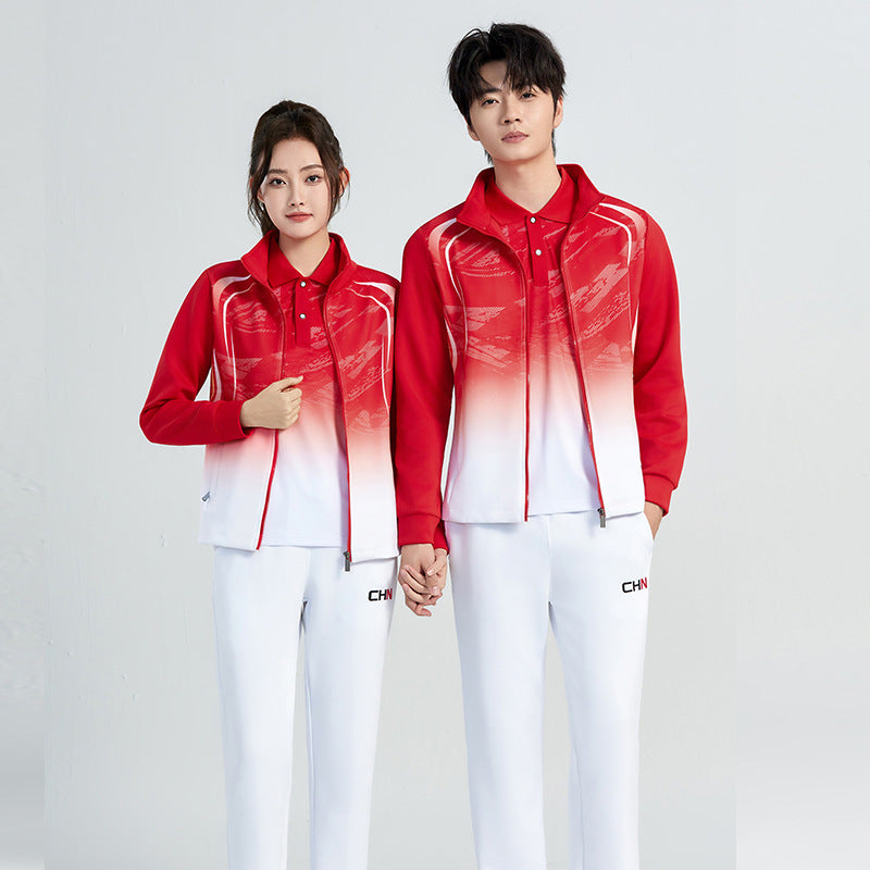 Unisex Performance Training Set with Gradient, Stretch Jacket and Comfort Pants Amarae