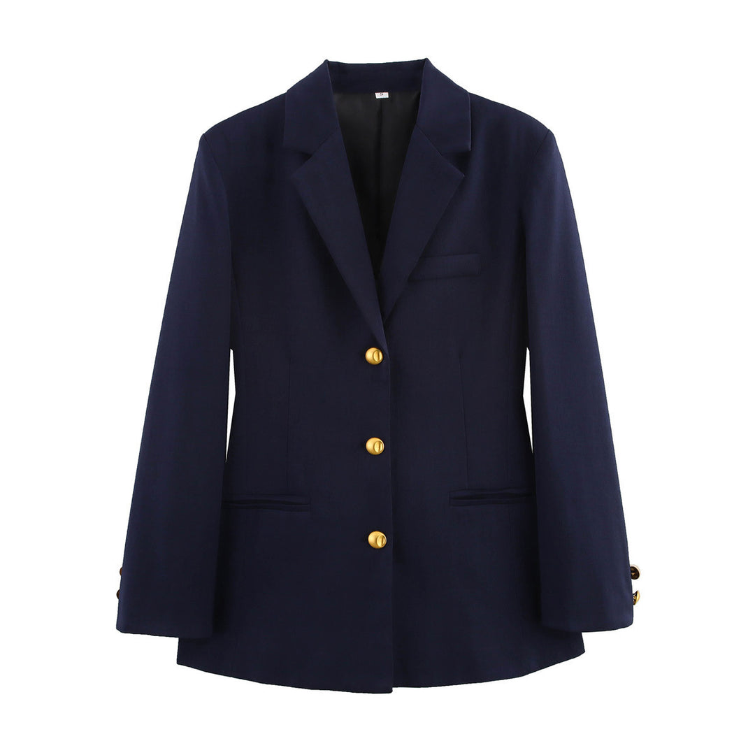 Plaid blazer for women with gold buttons and practical pockets Lune London