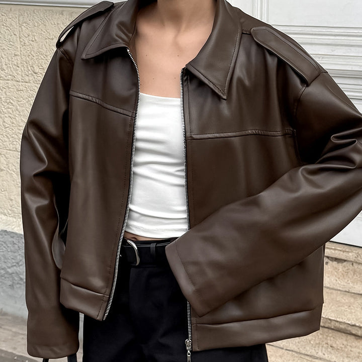 Women’s faux leather jacket with a slim fit and modern details Lune London