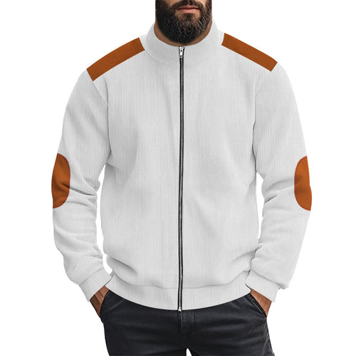 Sporty knitted jacket for men with contrasting leather applications Amarae