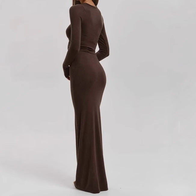 Women Elegant Maxi Dress with Long Sleeves featuring Sculpting Cut and Great Chic Comfort and Style