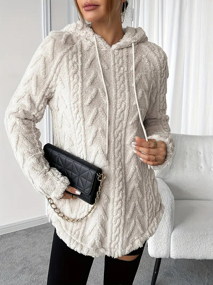 Ladies Fleece Hoodie with structured twisted pattern Moon London