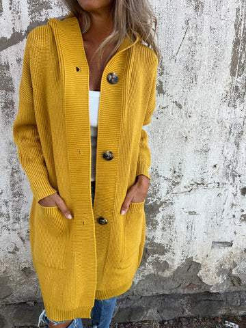 Women’s knit jacket with hood and decorative buttons Lune London