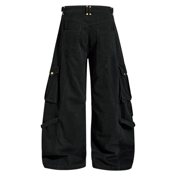 Women wide cargo culotte pants with adjustable straps, large flap pockets, and balloon silhouette Amarae