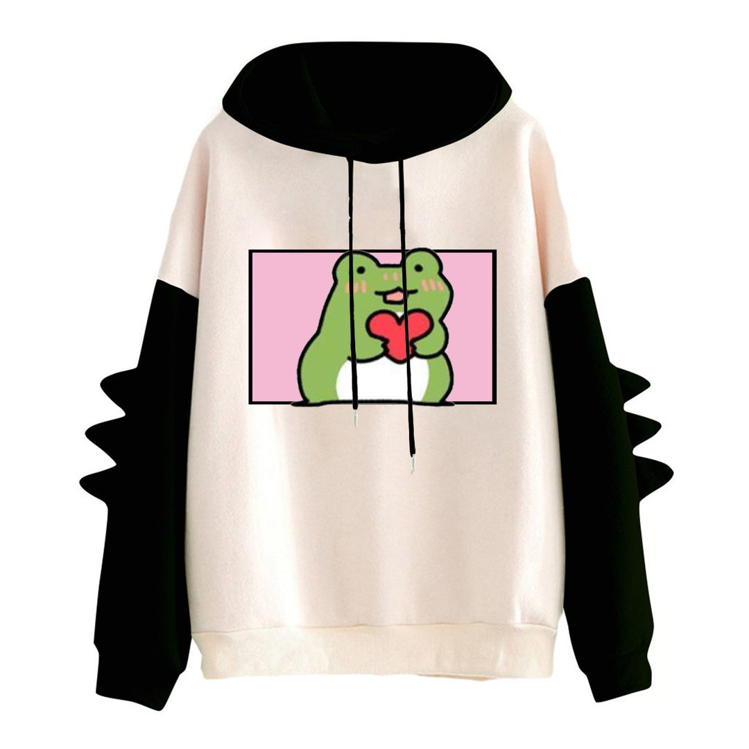 Ladies Hoodie with friendly frog design Chic & Stil