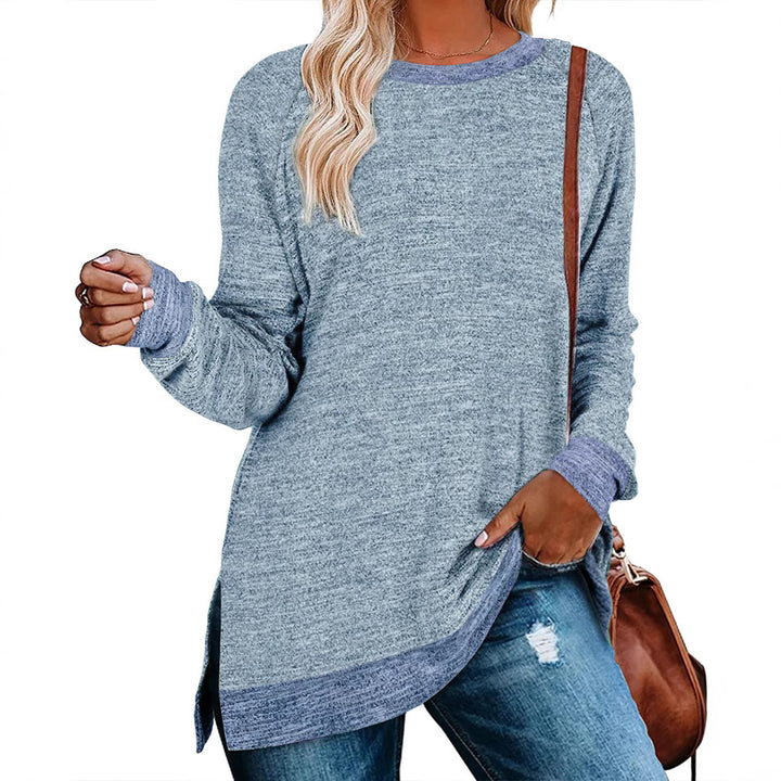 Casual oversized long sleeve t-shirt for women with contrast hem Lune London