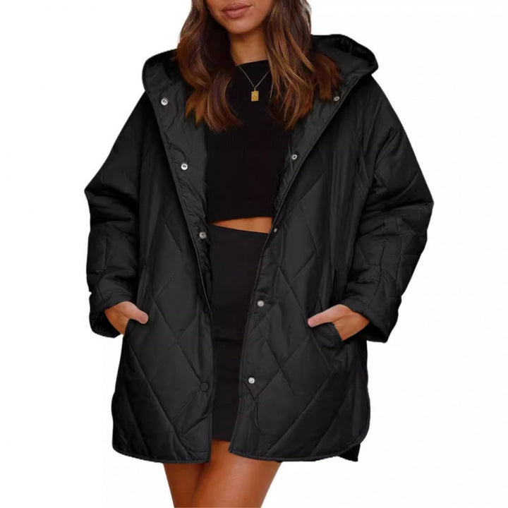 Ladies warm quilted jacket with hood Lune London