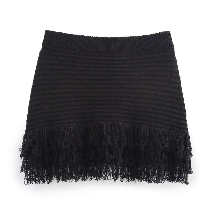 Thick knit jacket for women with fringes Lune London