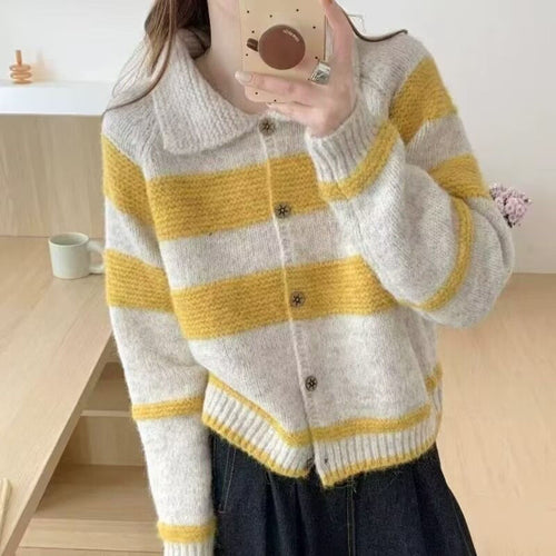 Cardigan Confortable pour Femmes avec Rayures Vintage Chic & Stil