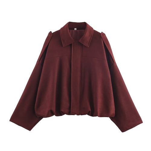 Ladies oversized suede jacket with a relaxed fit and practical shoulder details Amarae