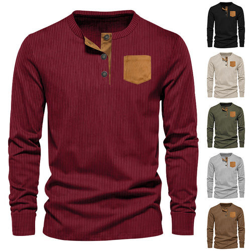 Men's long sleeve shirt with ribbed structure and comfortable high collar Amarae