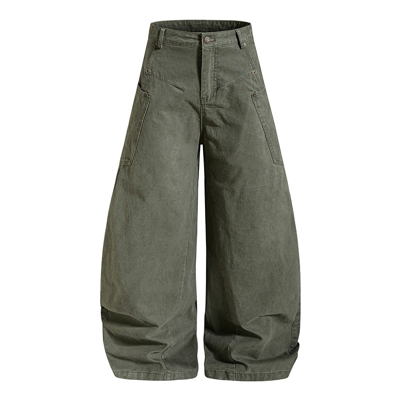Women's Wide High Waist Canvas Culotte with Cargo Pockets and Balloon-Shaped Silhouette Amarae