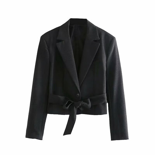Tailored blazer jacket for women with a modern cut and a tie belt Amarae