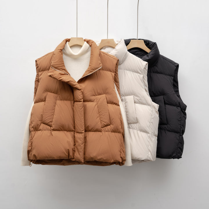 Women's down vest with high collar and practical pockets Amarae