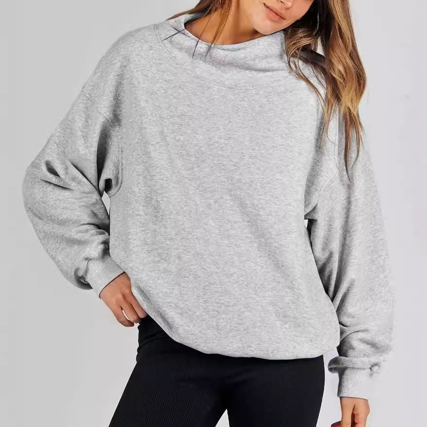 Oversized sweatshirt for women with high collar and side slits Lune London