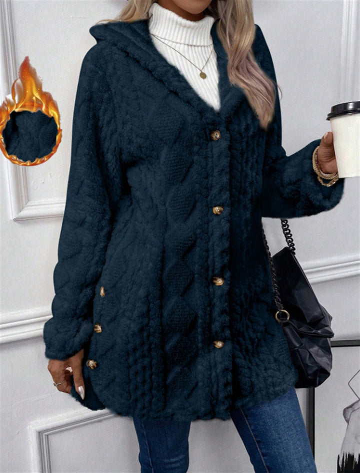 Ladies Cozy Teddy Jacket with Button Closure Amarae