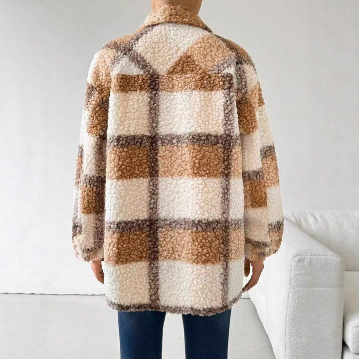 Women's plush overshirt with plaid pattern Lune London
