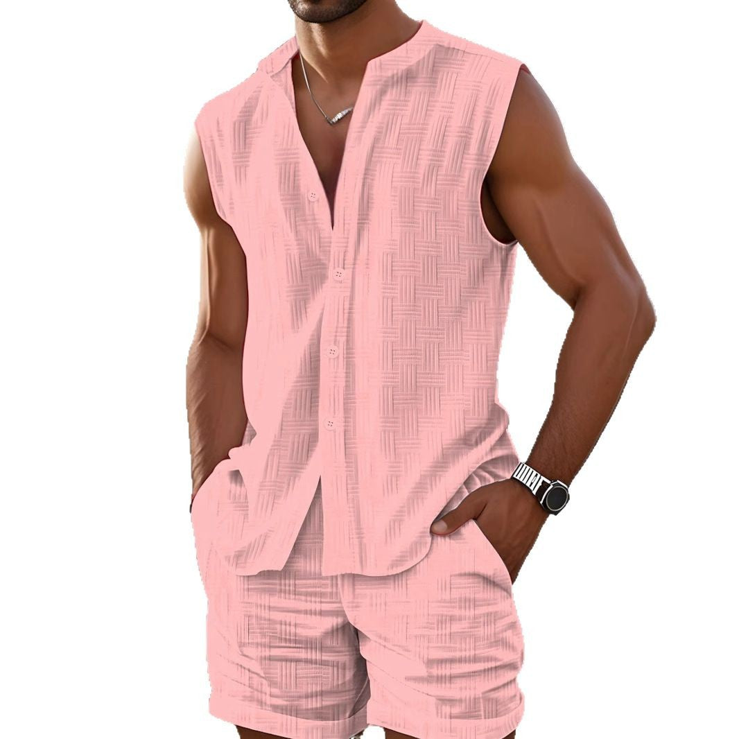 Men CasualSleeveless Buttoned Chic Set and Style