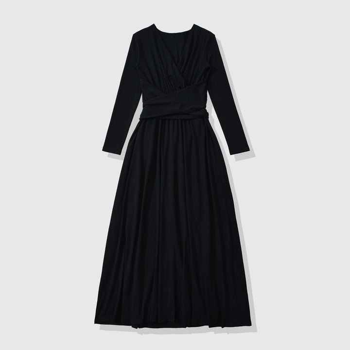Women's Maxi Wrap Dress with Tailored Wrap Section and Long Sleeves Amarae