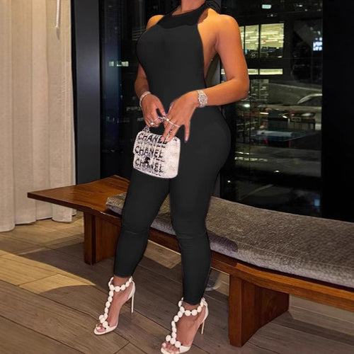 Ladies Elegant Jumpsuit with Deep Back Neckline and Asymmetrical Design Amarae