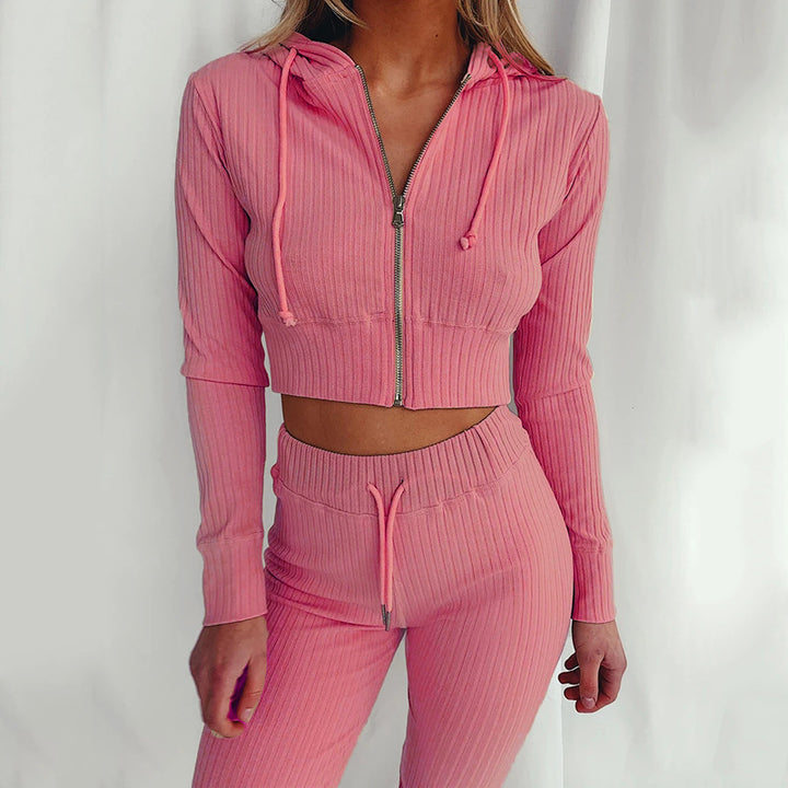 Dames Ensemble de Crop Top Sportif et Leggings Chic & Stil